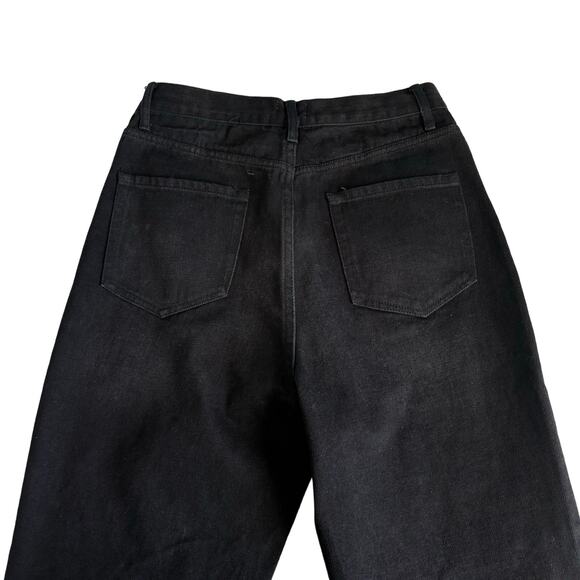 Simple Society Black Rhinestone Straight Leg Super High Rise Button Fly Jeans - Picture 9 of 11